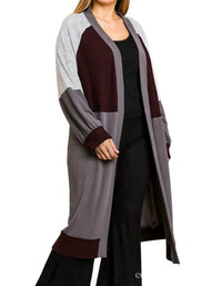 Umgee - Color Block Ribbed Sweater Cardigan