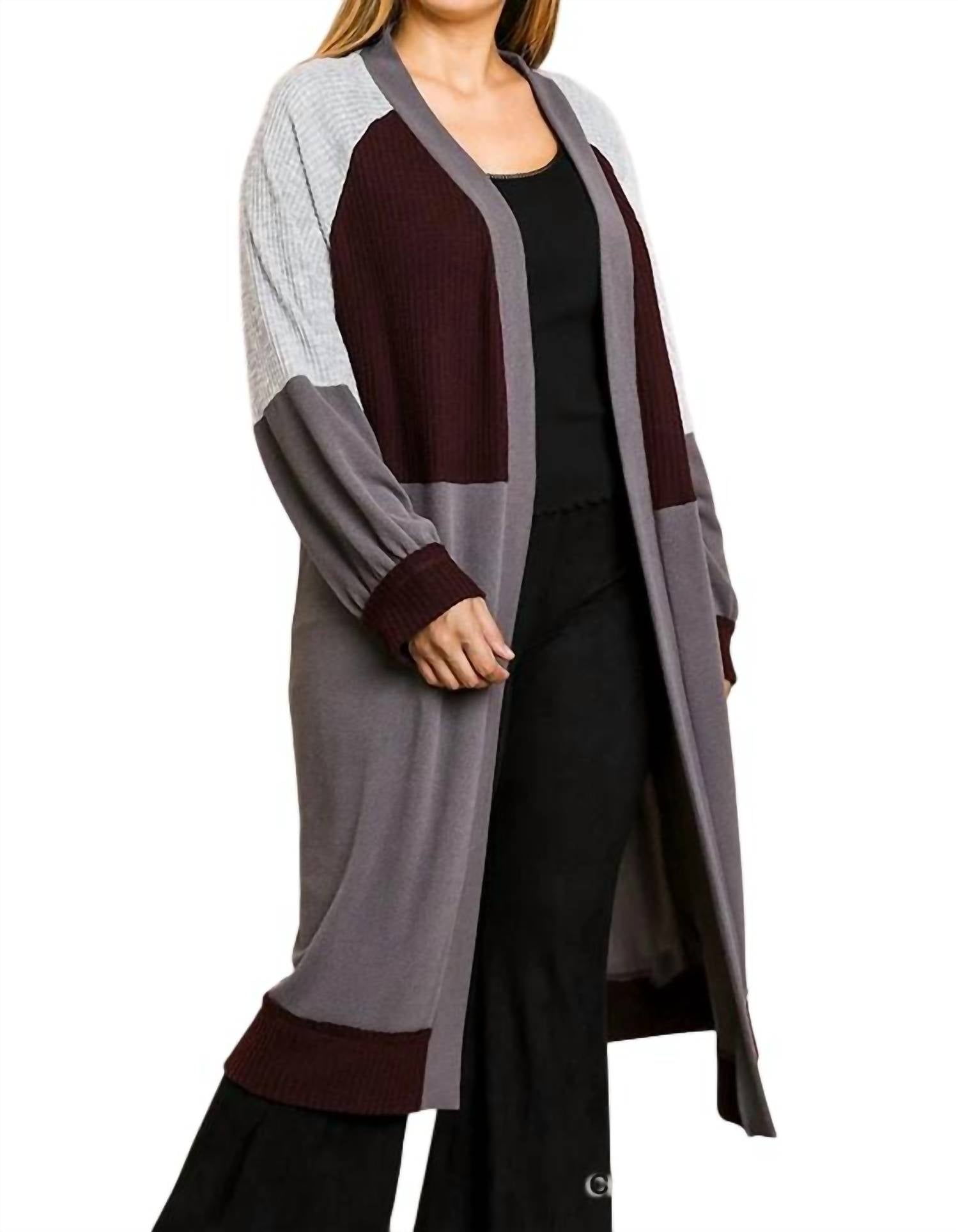 Umgee - Color Block Ribbed Sweater Cardigan