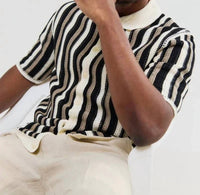 Wax London - Stripe Crochet Porto Polo Shirt
