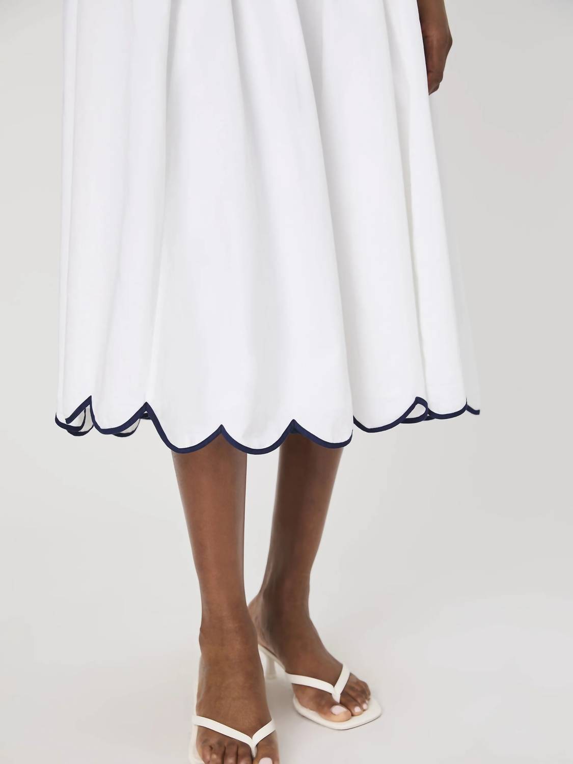 French Connection - Alexis Cotton Scallop Hem Midi Skirt