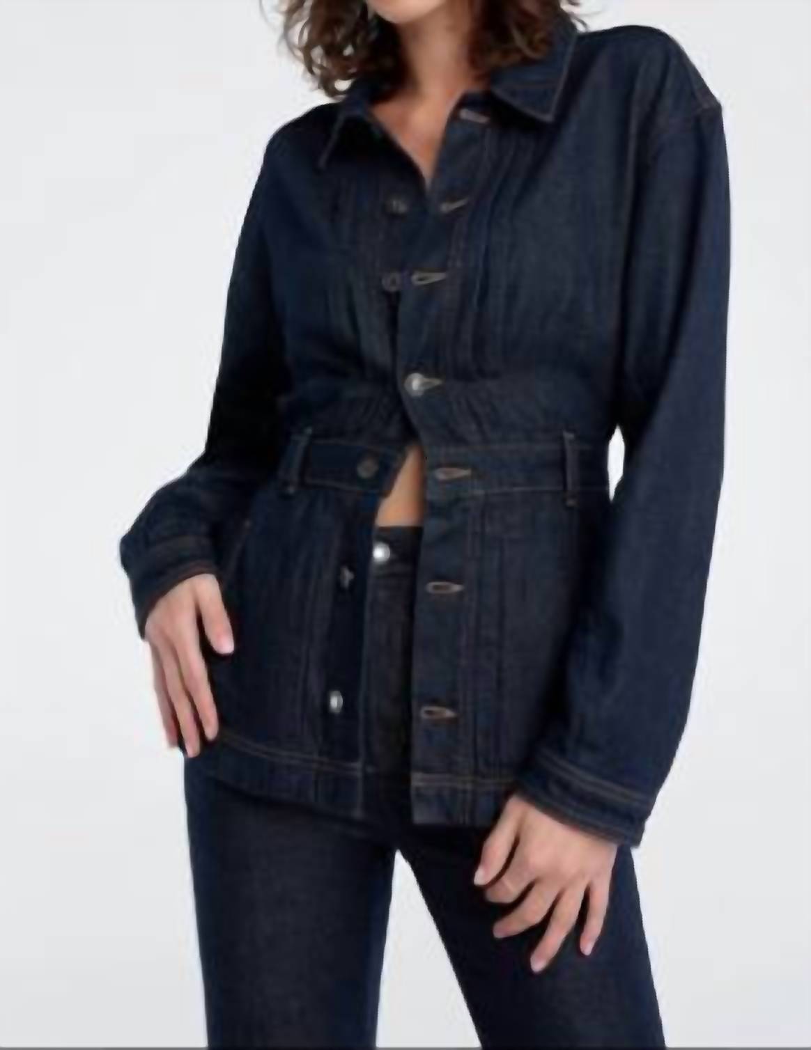 Favorite Daughter The Jade Pintuck Denim Jacket in oxford - women's jacket