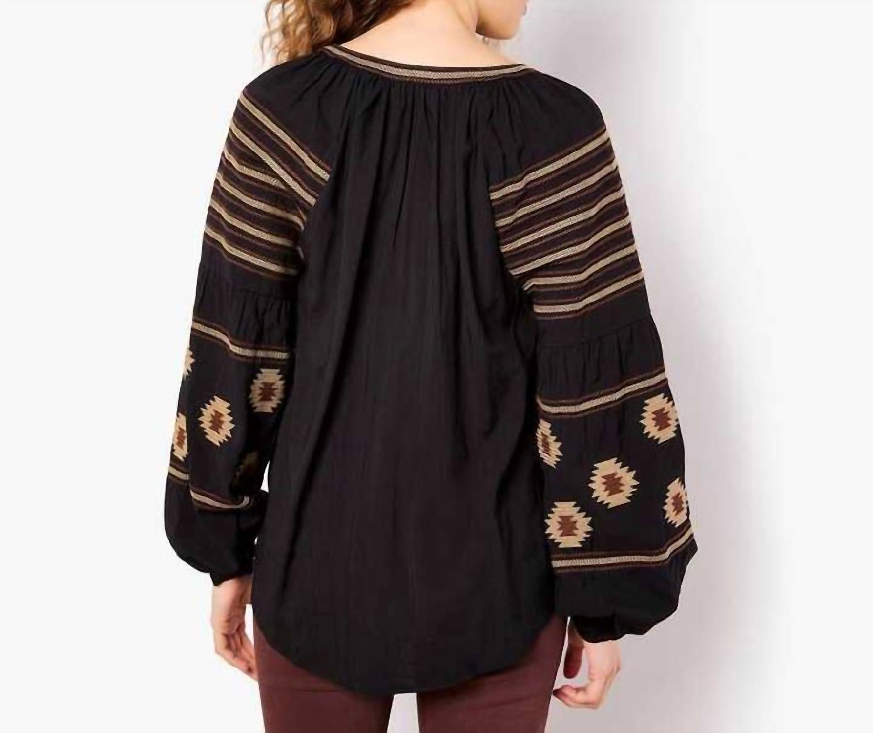 Apricot - Aztec Embroidered Blouse