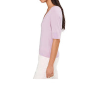 Lilla P V-neck Saddle Sleeve in wisteria - women's sweater - detail view