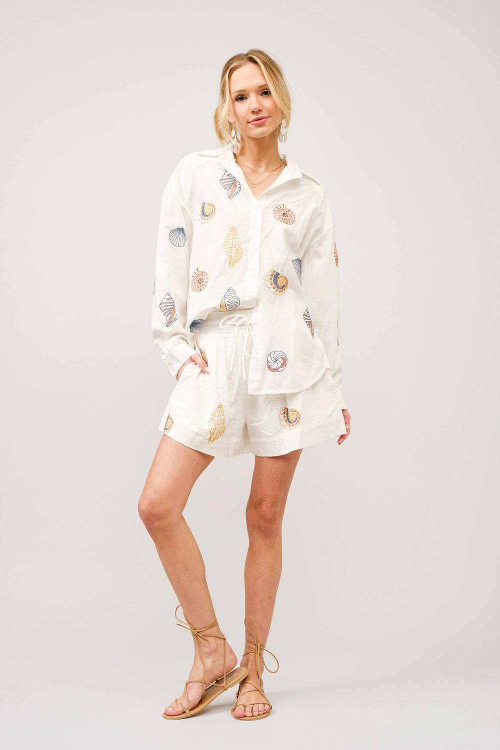 Blue B - Seaside Shell Embroidered Shorts