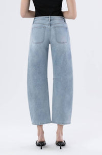 VERVET BY FLYING MONKEY High Rise Patch Pocket Barrel Jeans in blue - women's jeans - view 4
