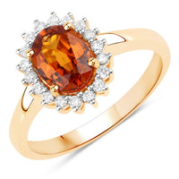 Diana M Jewels - Women's Oval Natural Spessartite Garnet Fashion Ring (1.87 Ct) - Classic