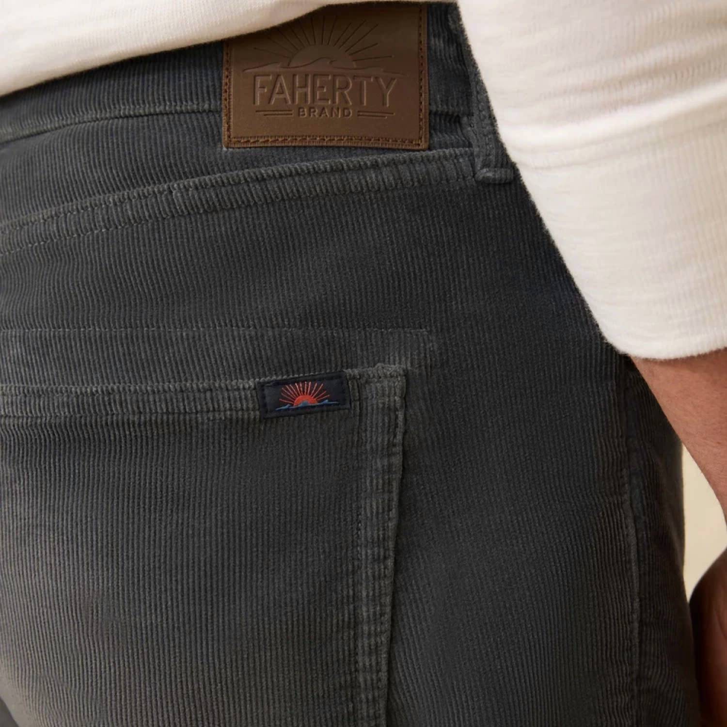 Faherty Stretch Terry Corduroy 5-Pocket Pant - 32" in steel river - men's pants - alternate view