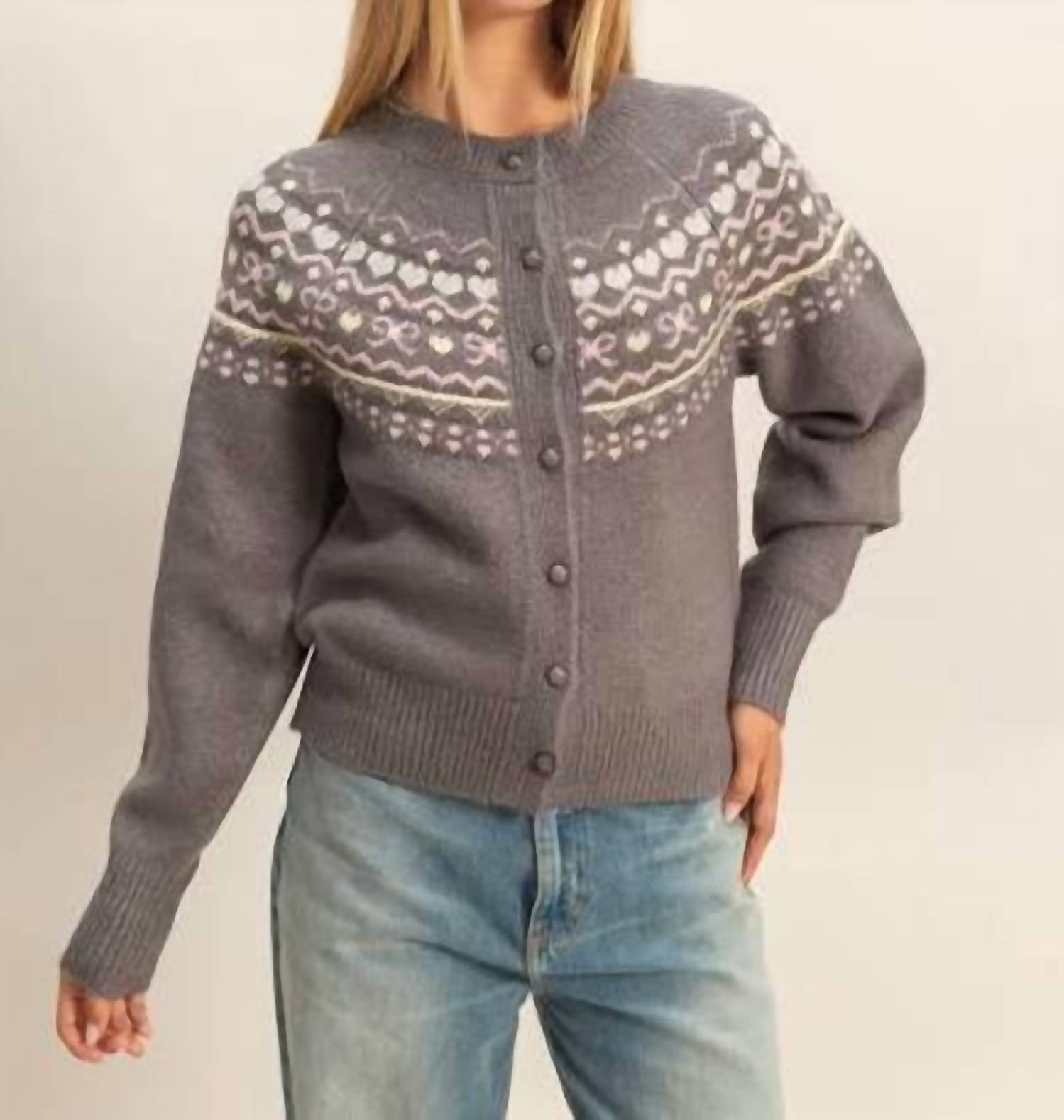 Hyfve - Button-front Fair Isle Sweater Cardigan