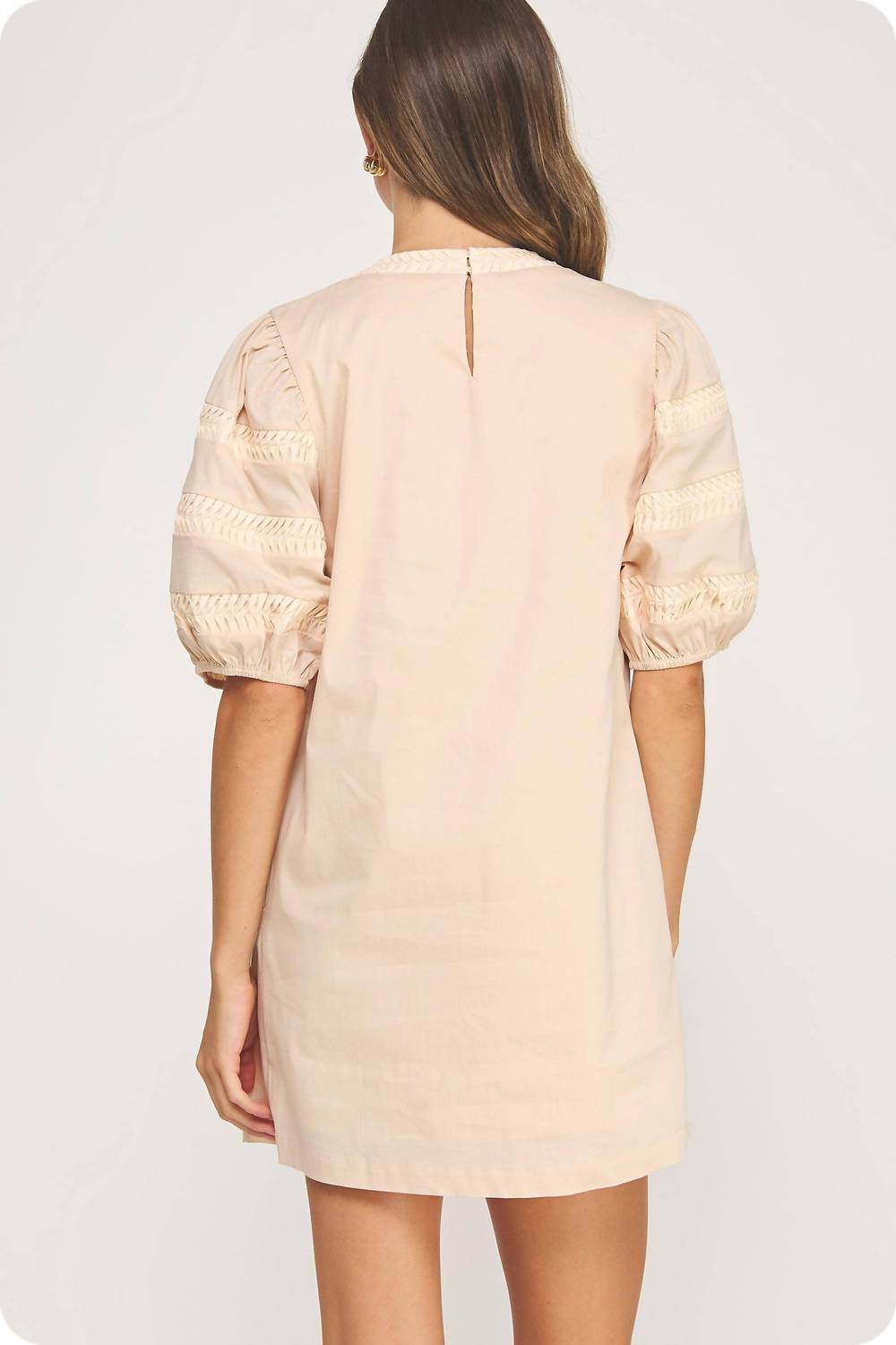 Strut & Bolt - Reverse Pintuck Puff Sleeve Mini Dress
