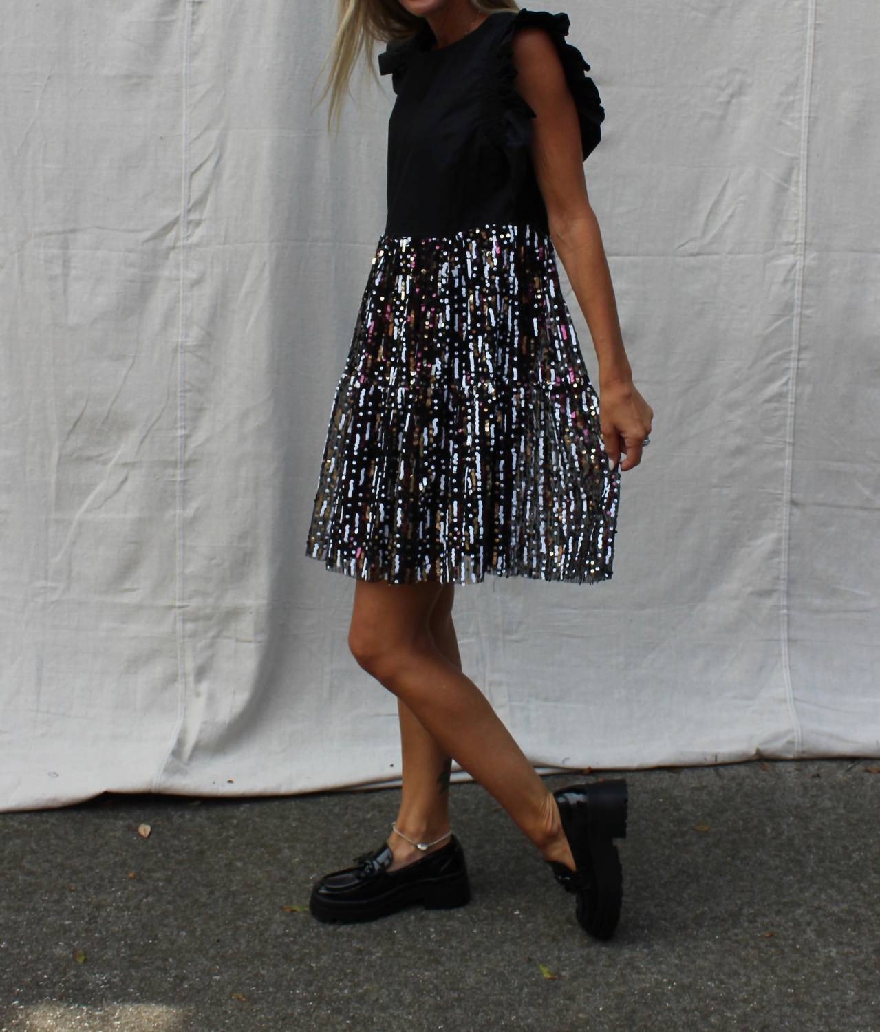 Peach Love - Sequin Poplin Dress