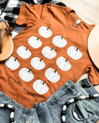 D&E Women's Pumpkin Everything Tee in orange - women's t-shirt - detail view