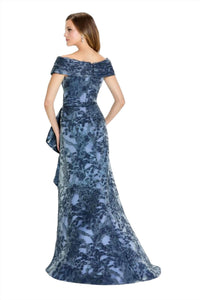 Montage by Mon Cheri Front Slit Off The Shoulder Dress in navy - women's dress - alternate view