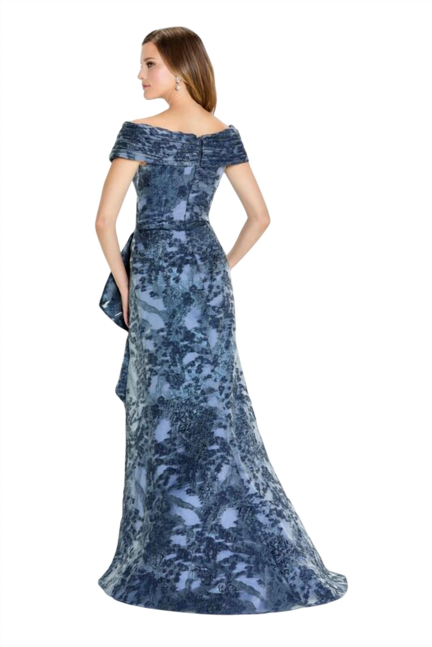 Montage by Mon Cheri Front Slit Off The Shoulder Dress in navy - women's dress - alternate view