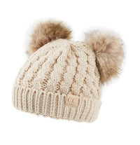 C.C Beanie - Kids Double Fur Pom Beanie