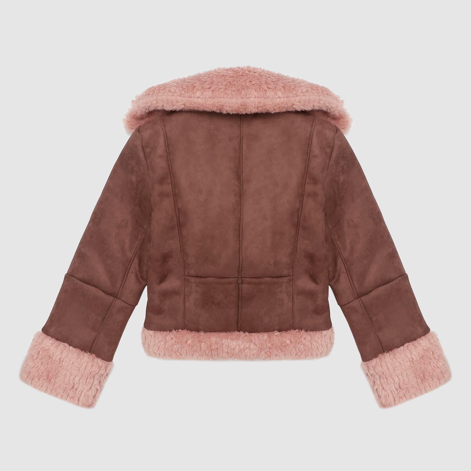 Pretty Garbage - Faux Suede Shearling Jacket