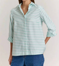 Hinson Wu - Xena 3/4 Sleeve Stripe/gingham Combo Shirt