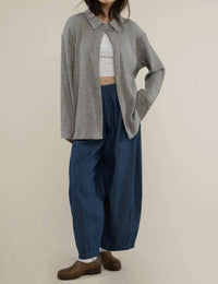 nlt Shore Deadstock Waffle Button Down Shirt in heather grey - women's shirt - view 4