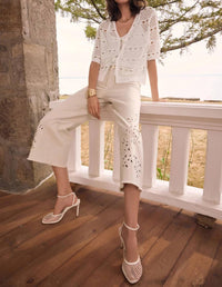 Joseph Ribkoff - Open Knit Short Sleeves Cardigan