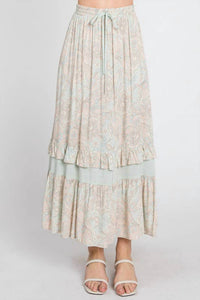 Calista - Paisley Ruffle Maxi Skirt