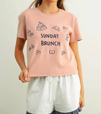 Miou Muse - Sunday Brunch Embroidered Tee