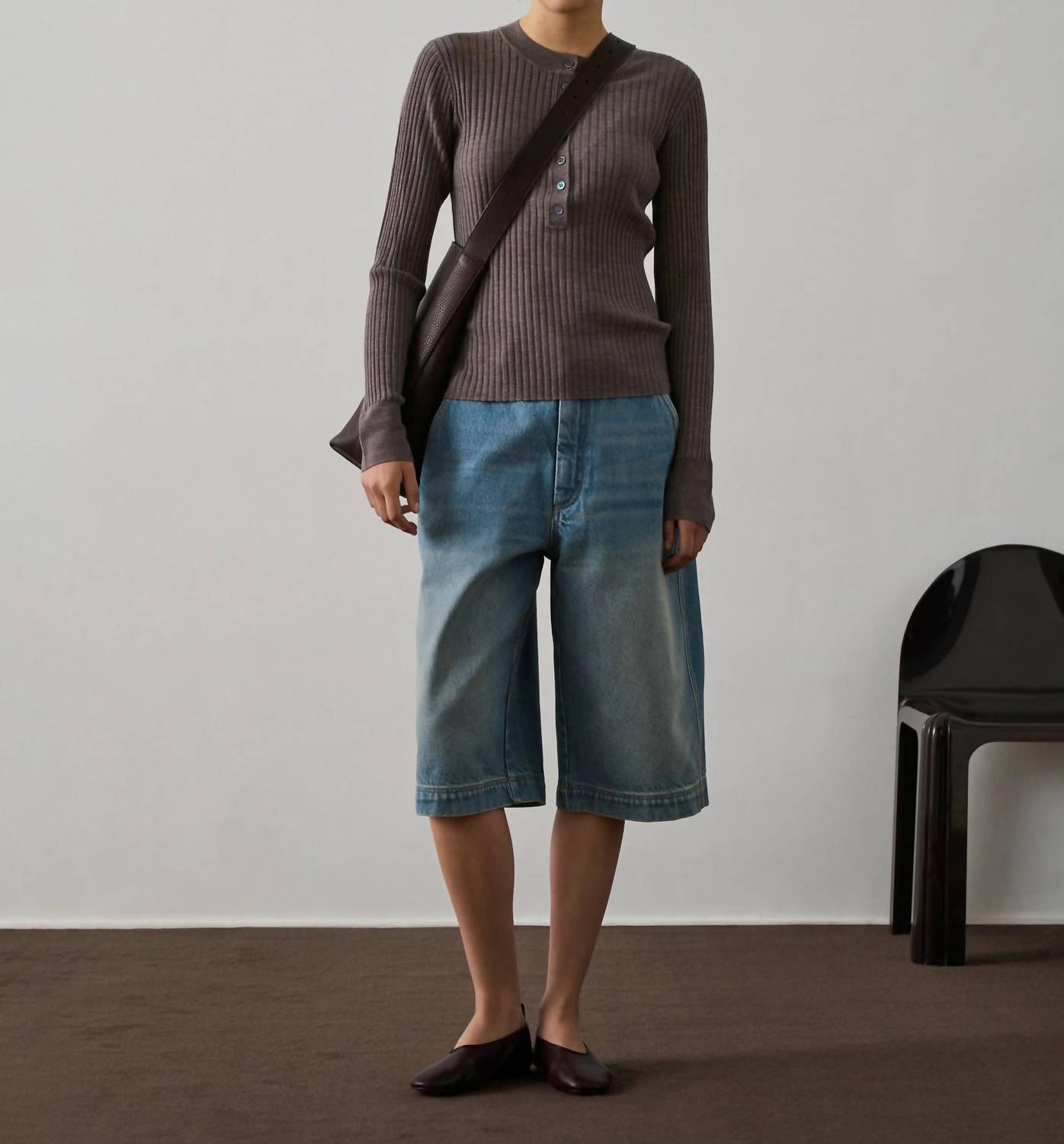 Soeur - Buffalo Ribbed Long Sleeve Henley Top