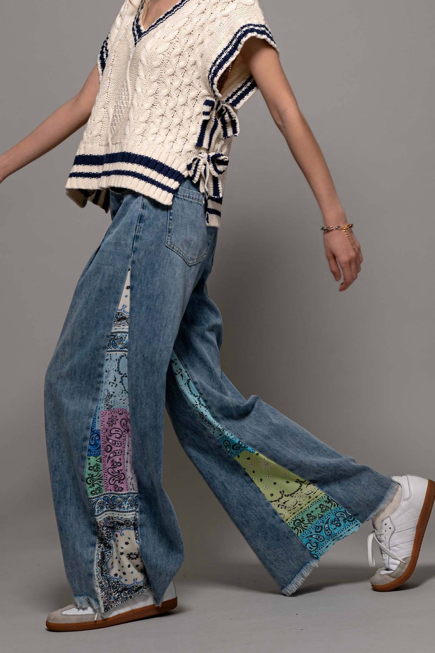 Trend:Notes - Bandana Wide-leg Denim Jeans