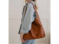 Joy Susan Neve Puzzle Hobo Bag in saddle - women's bag - detail view