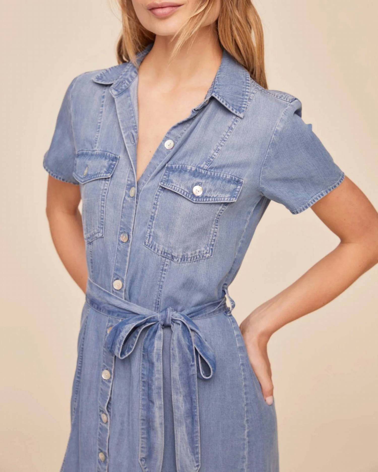 Bella Dahl - Short Sleeve Seamed Shirt Dress