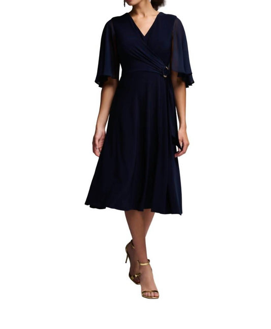 Joseph Ribkoff - V-Neck Flutter Sleeve Dress