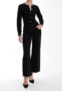 Karina Grimaldi Cristina Knit Cardigan in black - women's cardigan - detail view