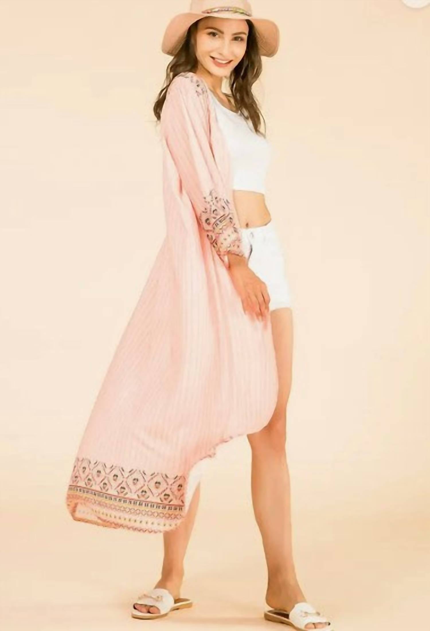 Jen & Co. - Women's Tribal Print Boho Kimono Wrap Cover Up
