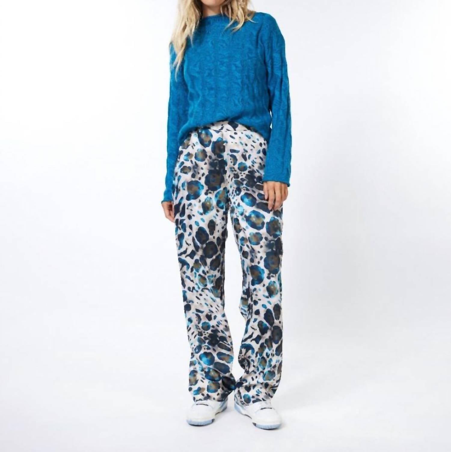 ESQUALO TROUSERS SATEEN ANIMAL ROOTS in print - women's pants