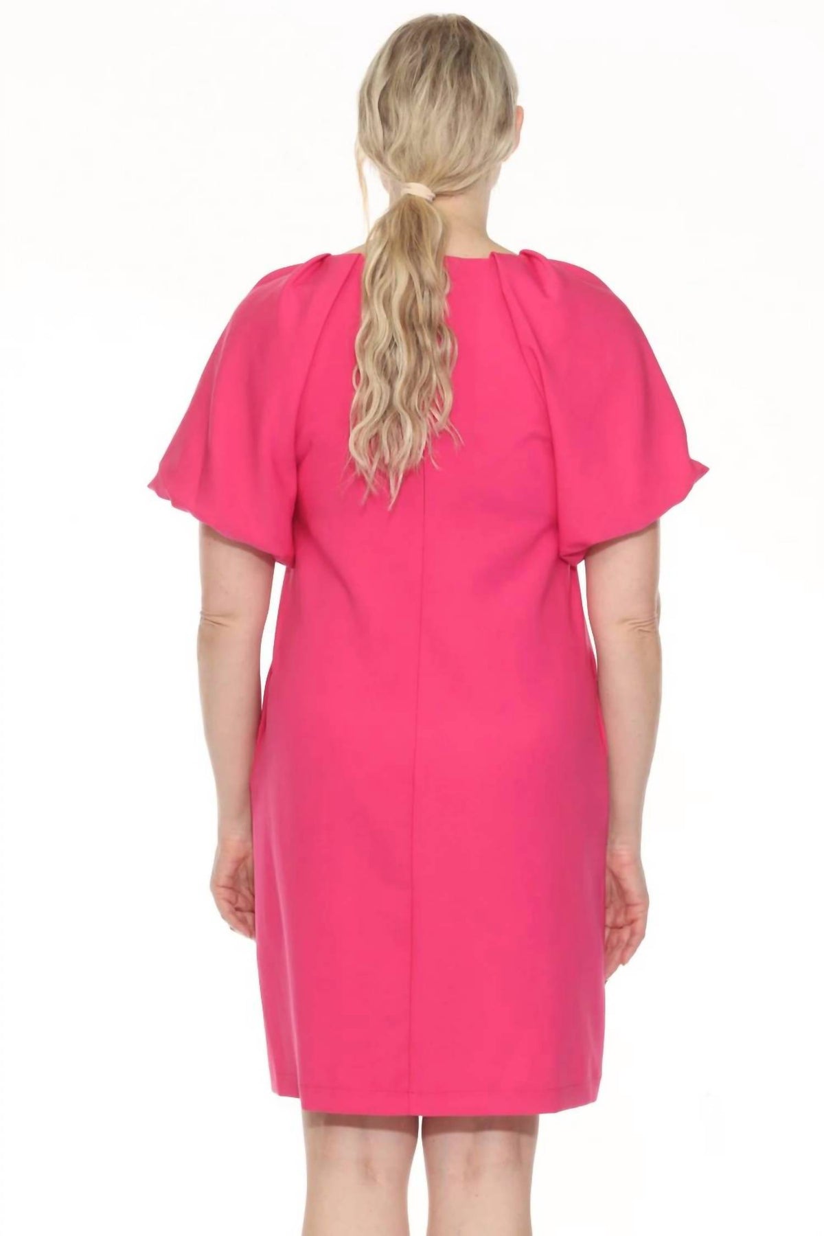 Joseph Ribkoff - V-neck Puff Sleeve Shift Dress
