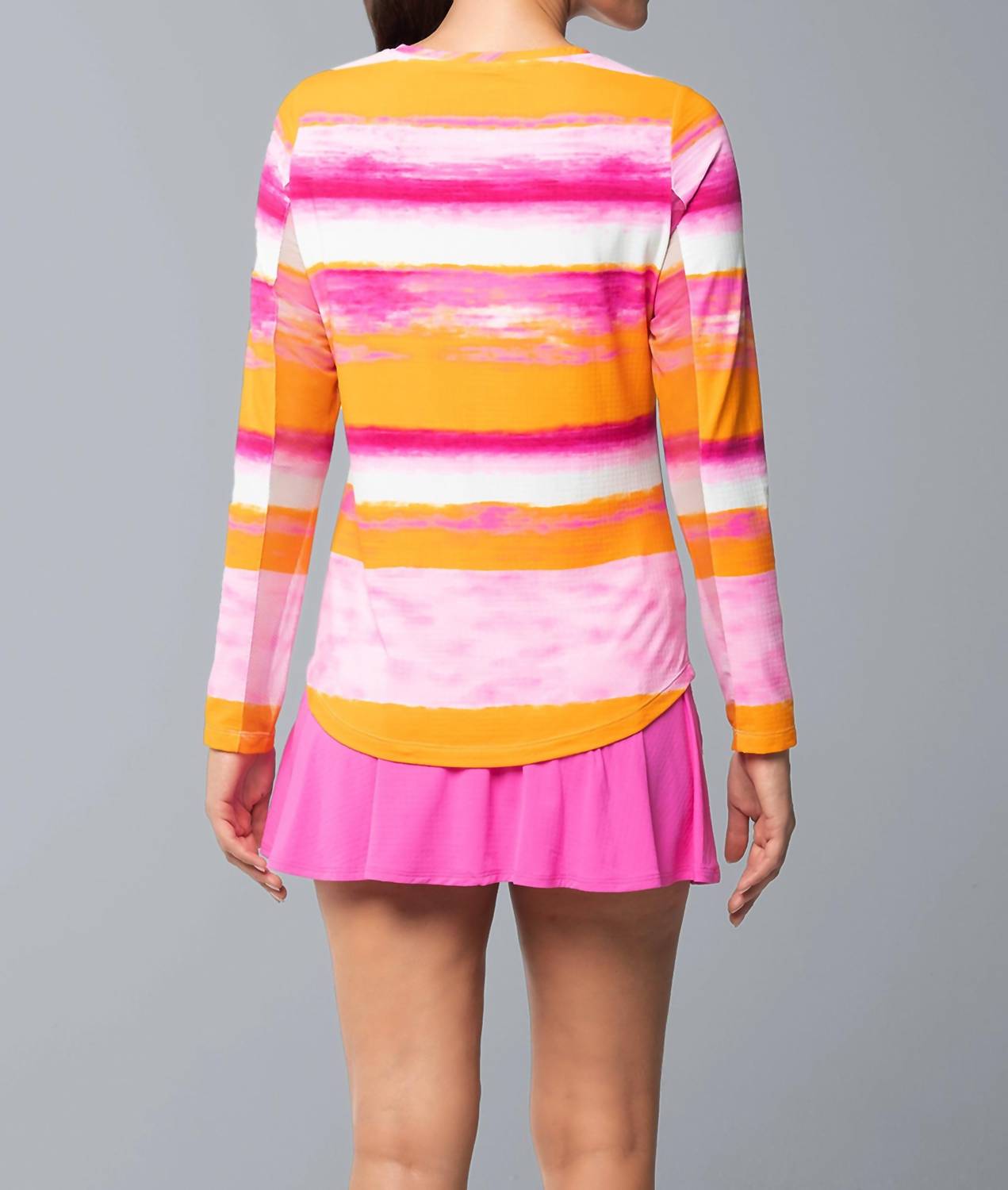 Ibkul - Amy Print Long Sleeve Crew Neck Top