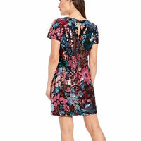 London Times - Sequin Crew Neck T-shirt Mini Dress