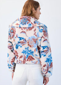 Fdj - 1/2 Zip Creme Damask Sherpa Popover Jacket