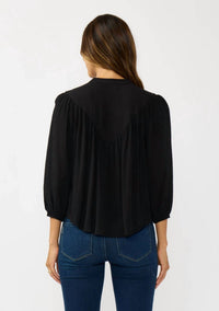 Lovestitch - Embroidered Cutout Yoke Button Down Blouse