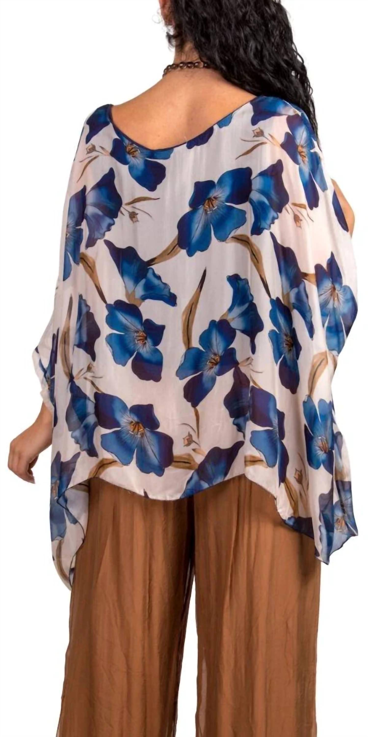 GIGI MODA Aria Orchid Kaftan in navy - women's blouse - detail view