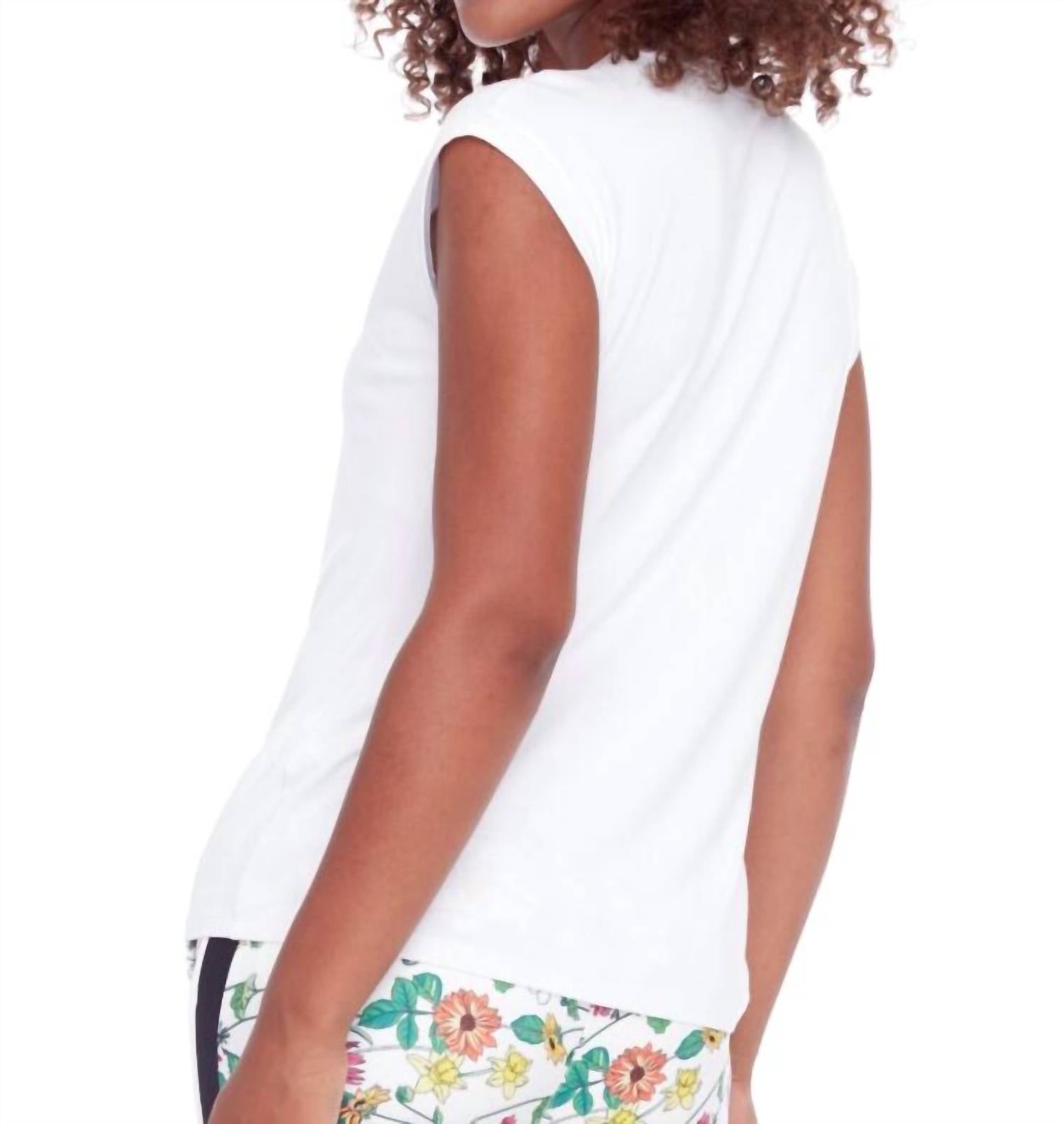 I Love Tyler Madison Cap Sleeve Top With String in white - women's shirt - detail view