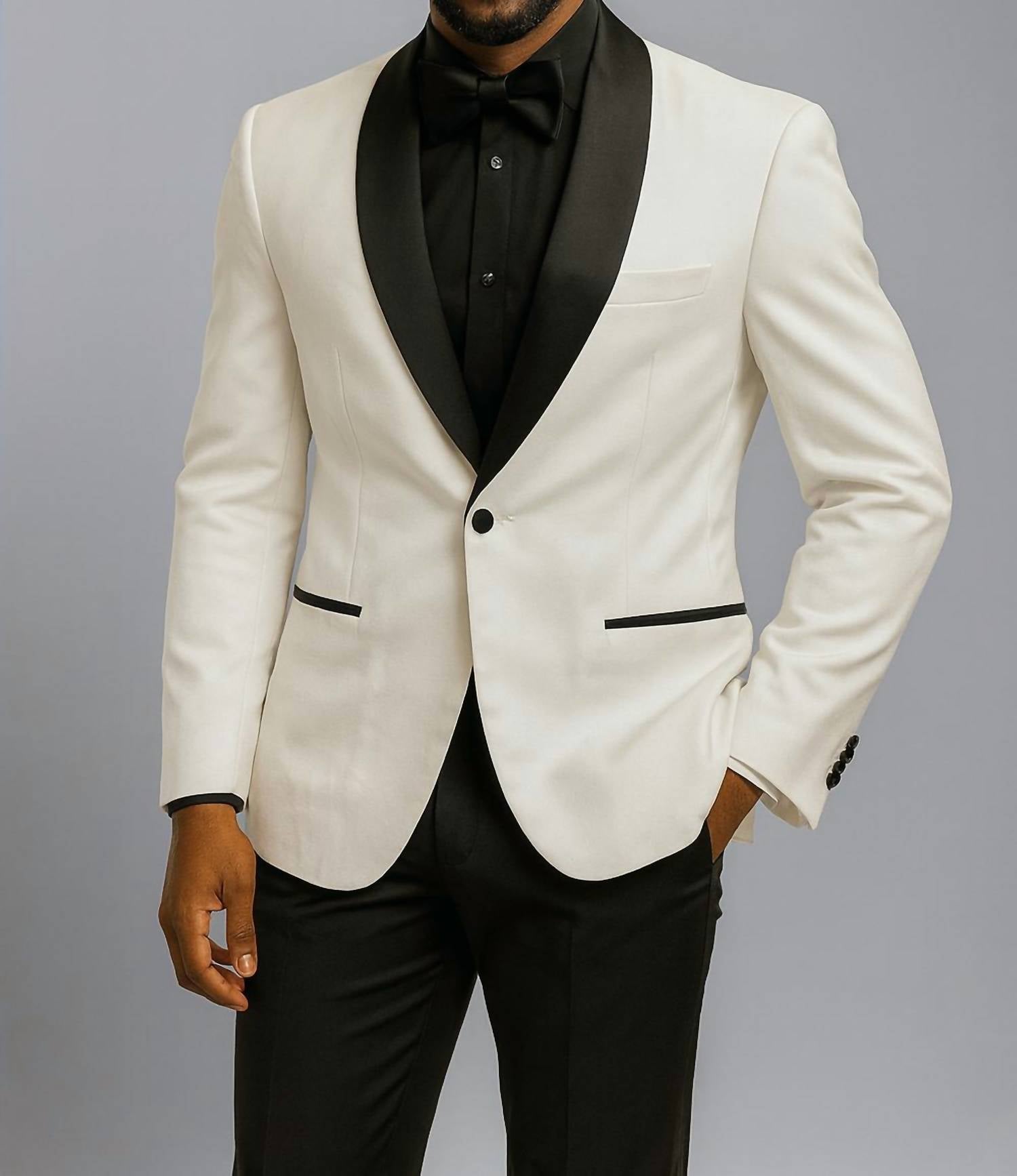 MAZARI 4 Way Stretch Tux Blazer in white - men's jacket