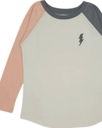 TINY WHALES Kid's Long Sleeve Bolt Tee in orange - kids' long sleeve top - detail view