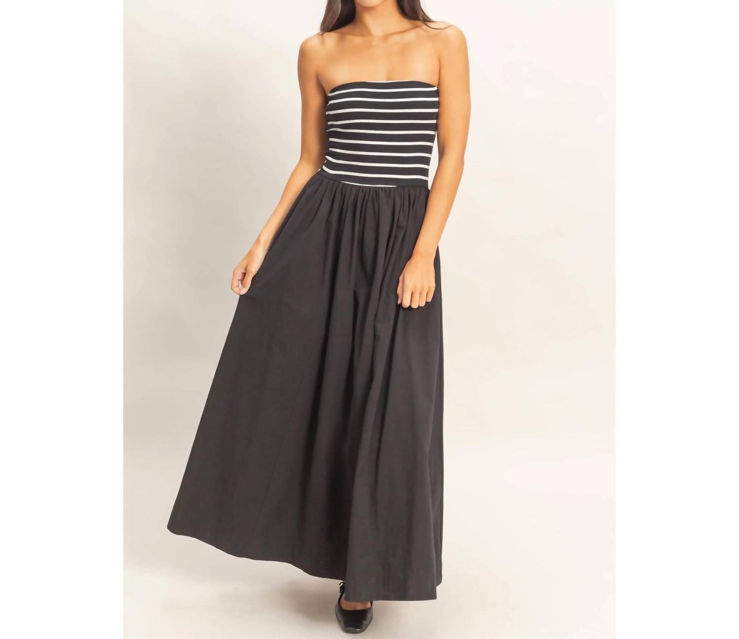 Hyfve - Striped Strapless Flowy Dress