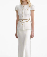 Self-Portrait - Taffeta Chain Belt Maxi Dress