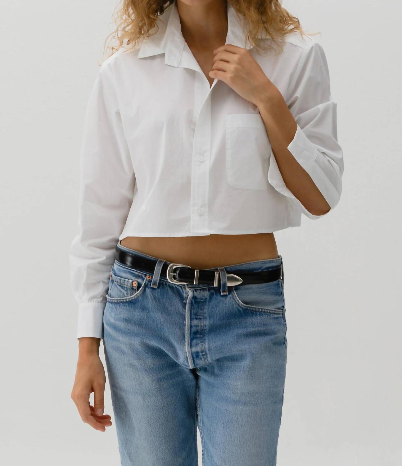 Cissa - Crop Button Down Wrap Shirt
