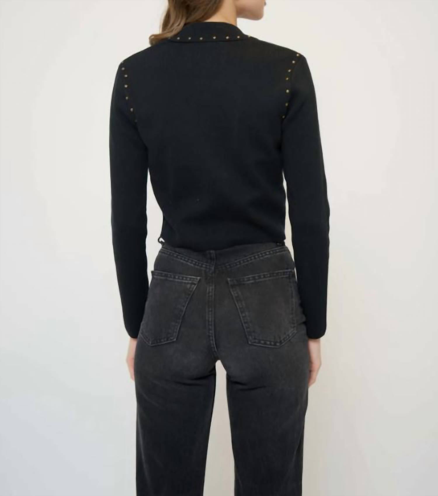 Central Park West Crystal Knit Blazer in black - women's jacket - alternate view