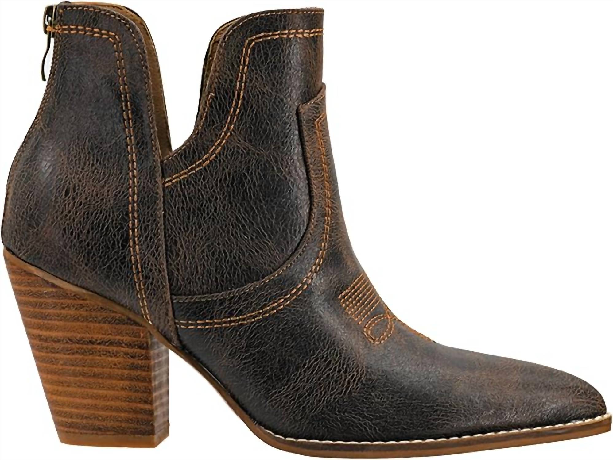 Corkys Footwear Women's Smoke Show Bootie Shoe in espresso crinkle - women's shoe - detail view