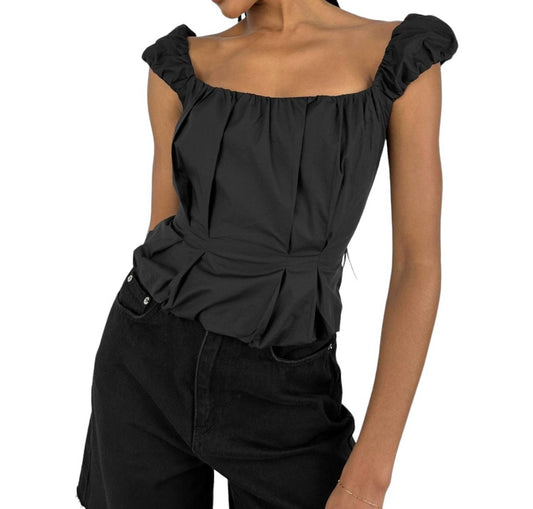 Lioness - Ruched Cap Sleeve Corset Top