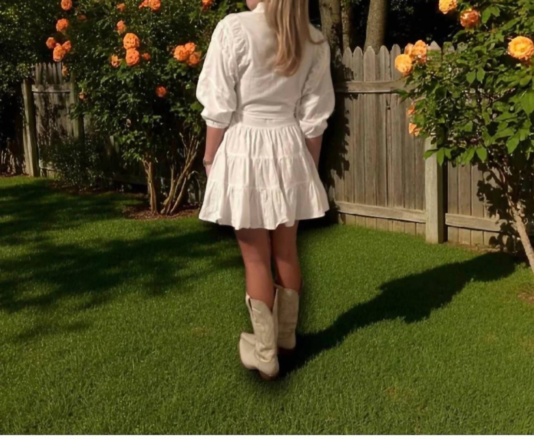 She + Sky - Ruffle Sleeve Mini Dress With Tie Belt