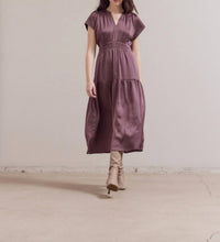 Grade & Gather - Women's Ruffle Matte Satin Midi Dress