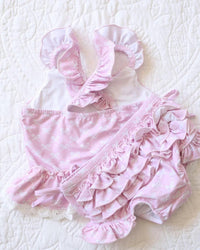 Charlies Project - Girls Pink Bonnet Bows 2 Piece Swimsuit
